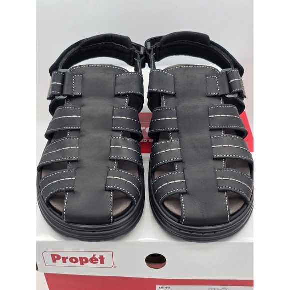 Propet Hunter Men's Leather Adjustable Fishin Fisherman Sandals | Size 8.5 Black - Picture 4 of 13